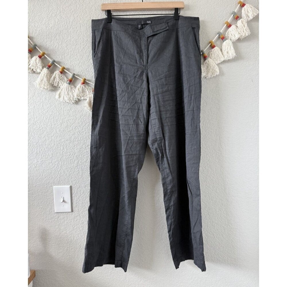 Eileen Fisher Linen Blend Straight Leg Gray Trouser Pant Business Careerwear 16